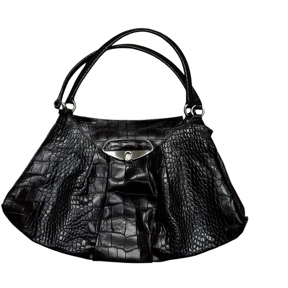 Furla crocodile brown leather‎ shoulder bag large tote - Picture 1 of 9